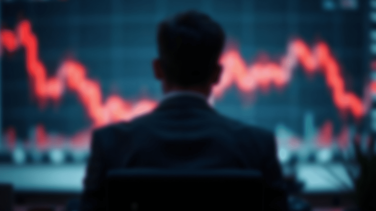Man kijkt naar rode grafiek