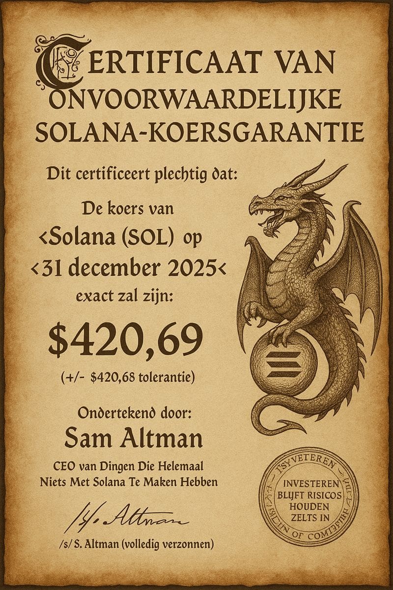 ChatGPT gegenereerd Solana certificaat