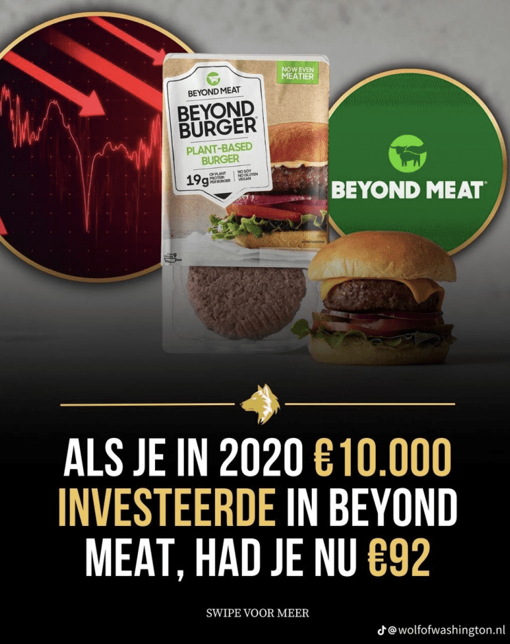 Ein Bild eines Instagram-Posts über die Börsenleistungen von Beyond Meat. Quelle: The Wolf of Washington auf Instagram