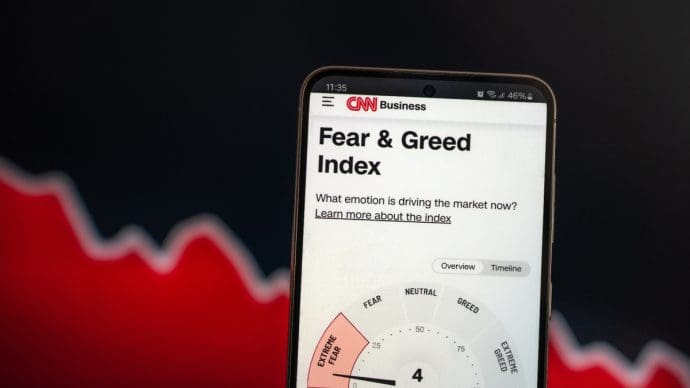 De fear and greed crypto index die het sentiment op de markt weergeeft