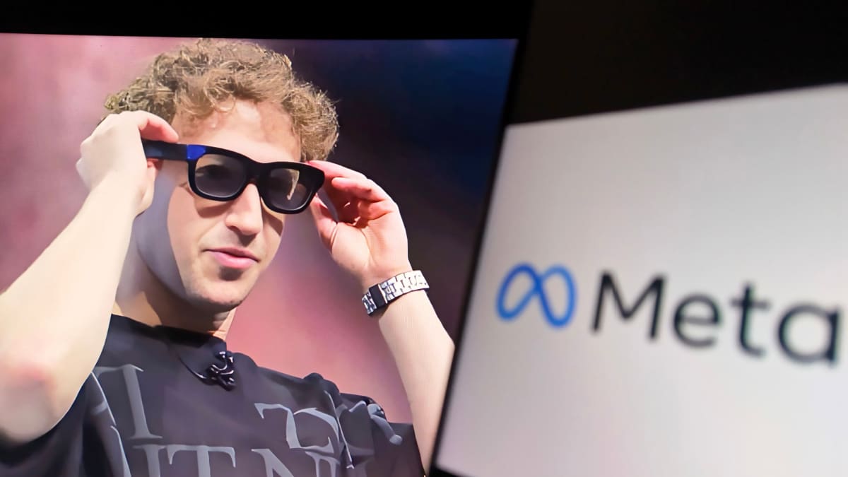 Een afbeelding van Meta, het bedrijf achter Facebook, Instagram en Whatsapp, met CEO Mark Zuckerberg