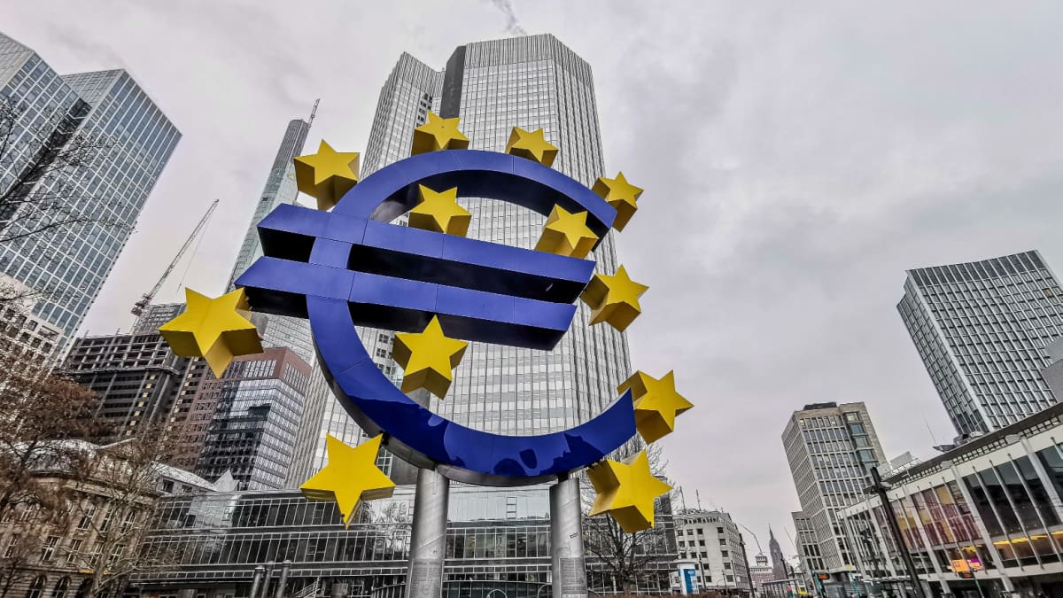 Een afbeelding van de Europese centrale bank in Frankfurt