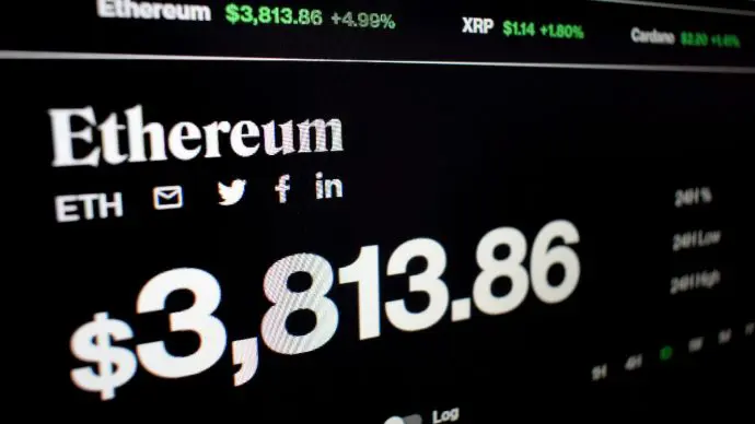 Een afbeelding van een pagina van de cryptomunt ethereum (ETH)