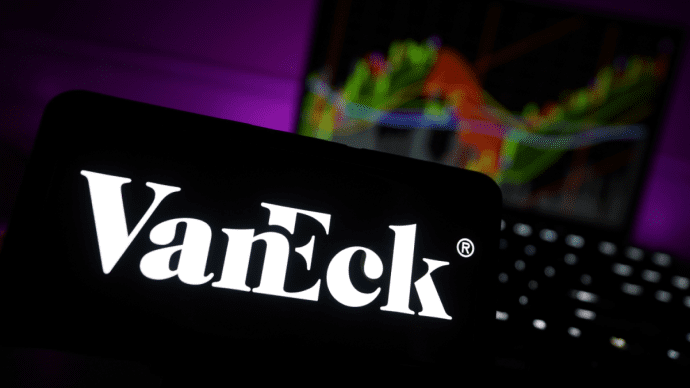 VanEck Logo met stijgende koersgrafiek