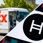 Een split image met FedEx en Hedera
