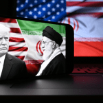 Foto met Donald Trump en Ali Khamenei