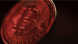 Rode Bitcoin munt