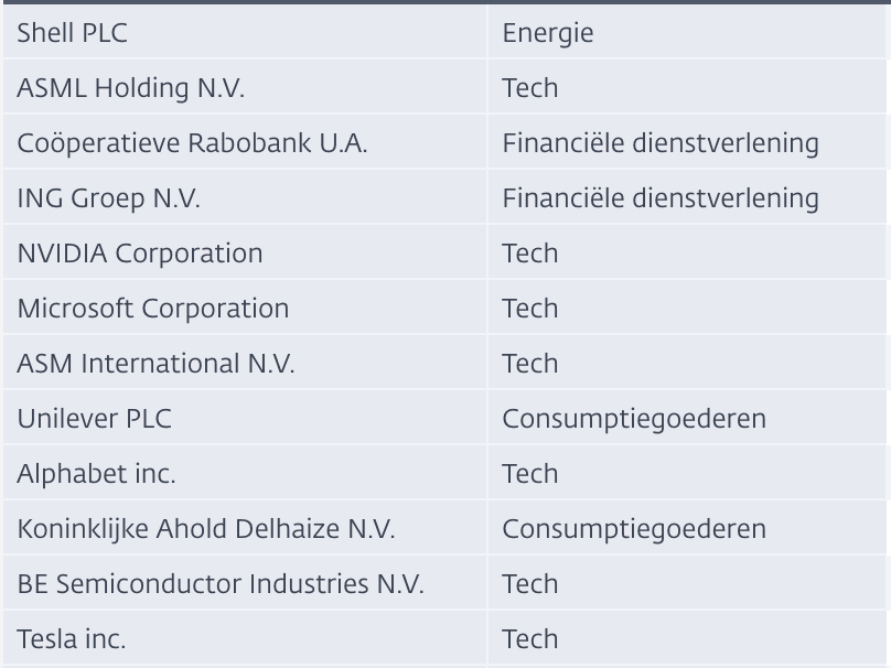 Een deel van de meest verhandelde aandelen onder Nederlanders
