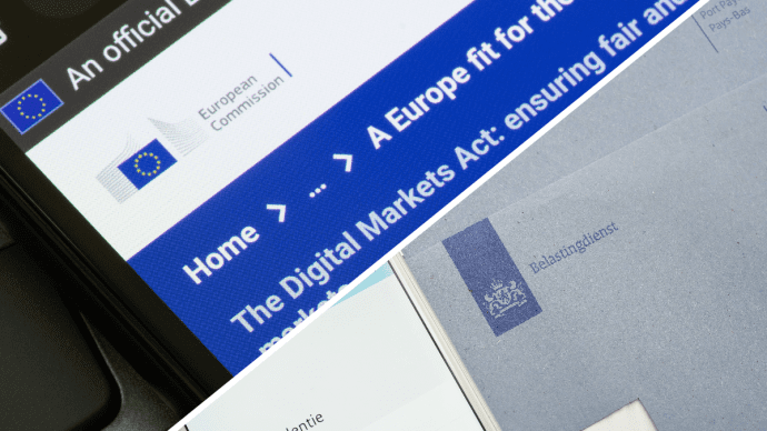 Een split image van de belastingdienst en de europese commissie