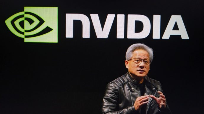 Jensen huang, CEO van nvidia, geeft een keynote speech