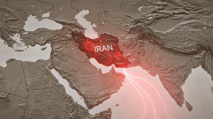 Map van de Straat van Hormuz onder Iran