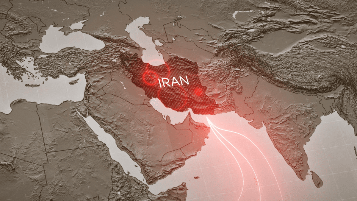 Map van de Straat van Hormuz onder Iran