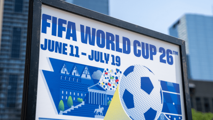 Bord voor het Fifa WK voetbal 2026