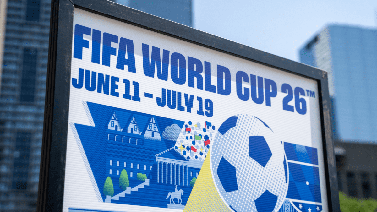 Bord voor het Fifa WK voetbal 2026