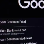 Een afbeelding van Sam Bankman Fried in de zoekbalk van Google