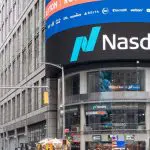 Een afbeelding van de Nasdaq, een van de grootste aandelenbeurzen ter wereld. Locatie New York