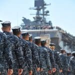 Een afbeelding van marcherende mariniers van het Amerikaanse leger (de marine)