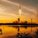 Lancering van de FalconX raket van SpaceX