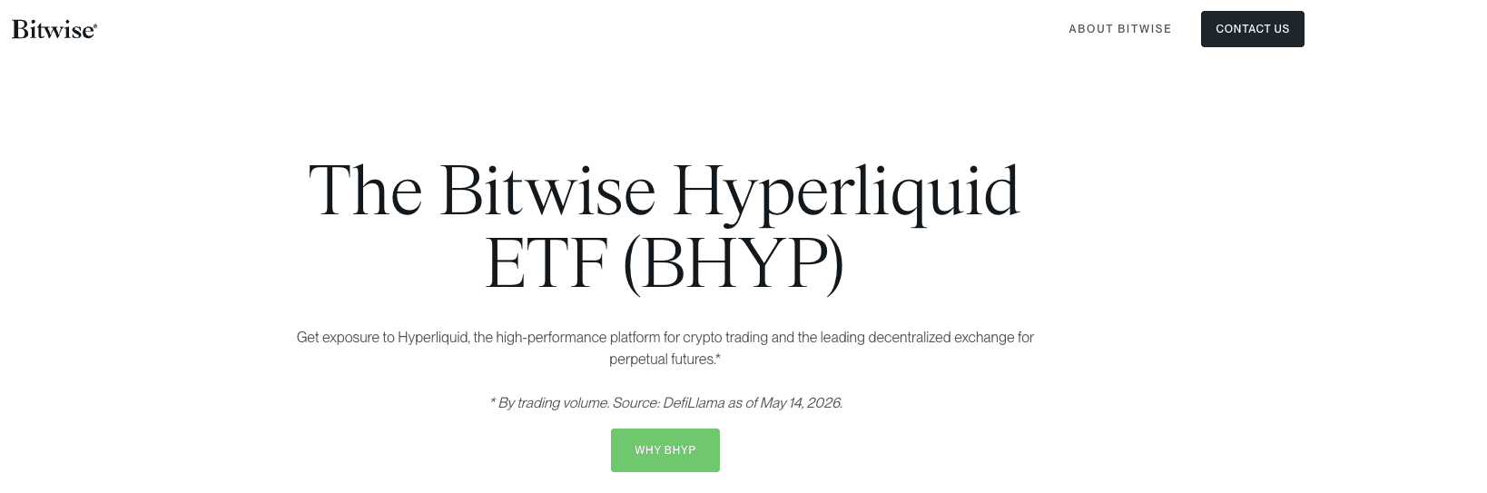 Bitwise lanceert vrijdag het nieuwe BHYP beursfonds voor Hyperliquid. 