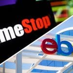 Een split image van gamestop en ebay