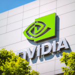Nvidia logo op kantoorgebouw