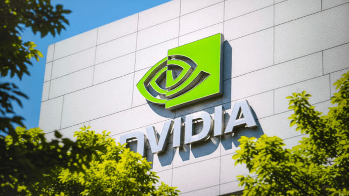 Nvidia logo op kantoorgebouw