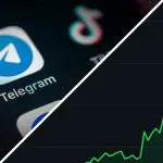 Stijgende grafiek met Telegram logo