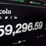 Een afbeelding van de bitcoin koers net onder de 60.000