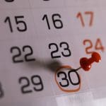 Een afbeelding van de laatste van de maand dat op een kalender omcirkelt is