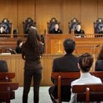 Plaintiff,Or,Defendant,Talks,To,The,Judge,In,Courtroom.,The